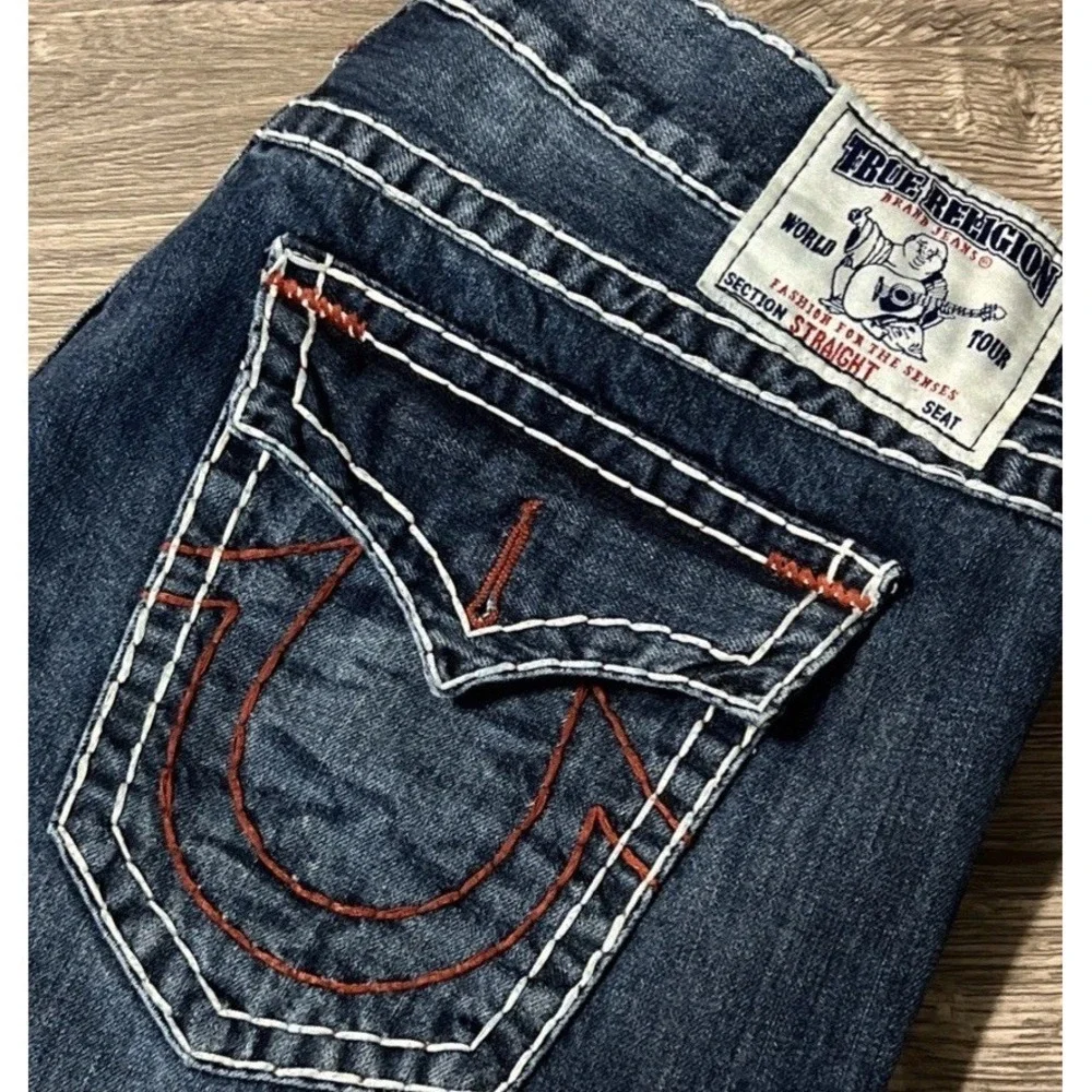 True Religion Men's Super T Flap Pocket Straight Leg Mid Rise Jeans Size 42x31